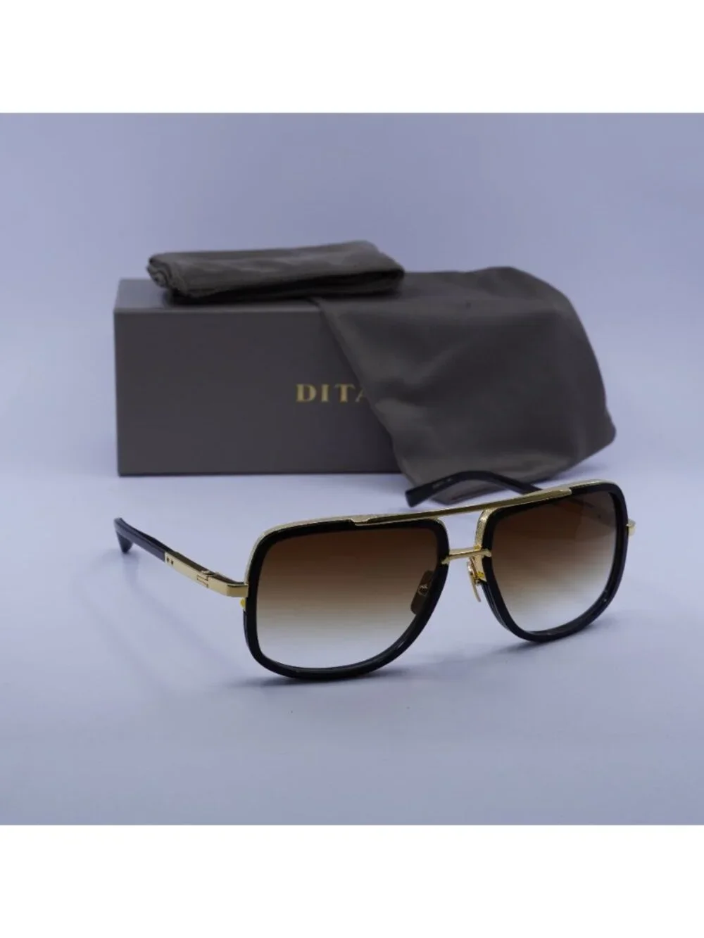 Dita MACH-ONE DRX-2030B-G Aviator Sunglasses - Black / Brown